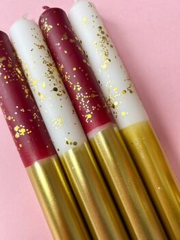 White, Gold And Red Glitter Christmas Candles 'Plum Puddings', 2 of 5