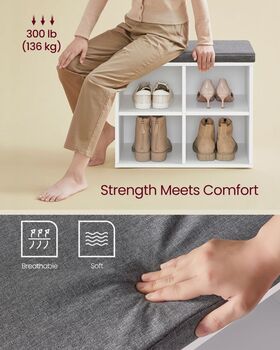 Shoe Bench Storage Bench Padded Seat Adjustable, 3 of 5