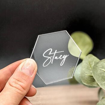 Custom Hexagonal Acrylic Place Cards 5pcs, 4 of 6