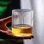 Clear Ribbed Glass Tumblers, Whiskey, Cocktail Glasses, thumbnail 1 of 2