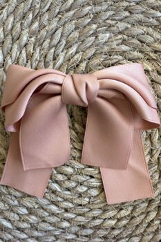 Rose Bow Barrette // Ages Three Upwards With A Pink Satin Drawstring Bag, 2 of 4