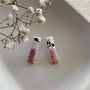 Pink Skinny Bar Stud Earrings, thumbnail 2 of 9