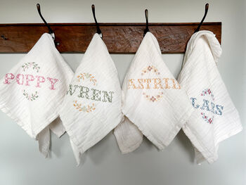 Cross Stitch Muslin Personalised Pink, 2 of 2