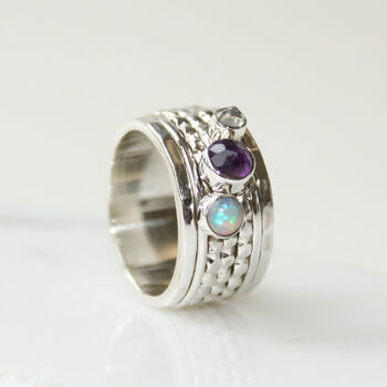 Personalised Birthstone Ethereal Galaxy Spinning Ring, 8 of 12