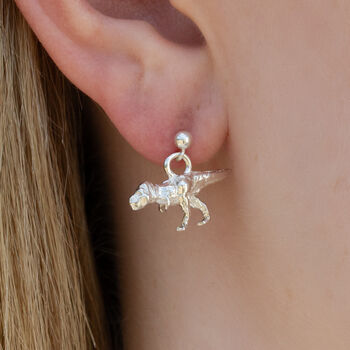 Sterling Silver Tyrannosaurus Rex Earrings, 2 of 6
