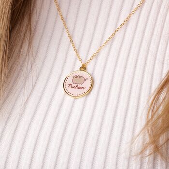 Pusheen The Cat Pink Name Necklace, 3 of 7