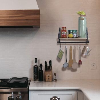 Wall Mounted Kitchen Shelf With Eight Hooks, 4 of 7