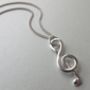 Silver Treble Clef Pendant And Chain, thumbnail 1 of 3
