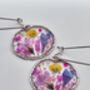 Pressed Flowers Circle Drop Earrings Small Hand Made, thumbnail 4 of 10