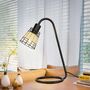 Bedside Rattan Table Lamp With Hollow Round Base, thumbnail 1 of 8