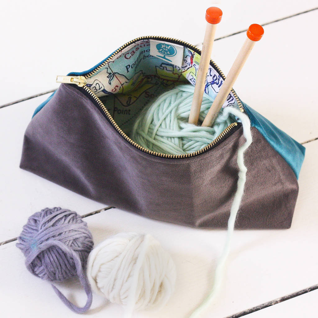 Velvet Wash Bag With A Hidden Personalised Map By Girl and Bird