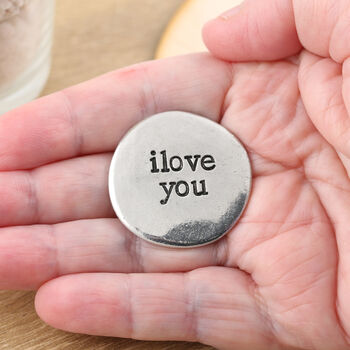 I Love You Pewter Pocket Pebble Large Message Token, 2 of 7