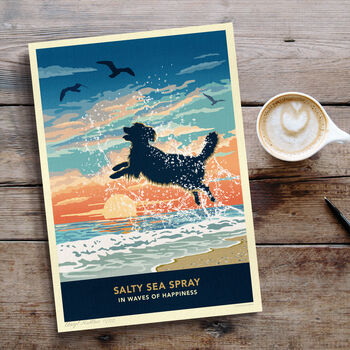 Limited Edition Seaside Golden Retriever Gift Print, 6 of 12