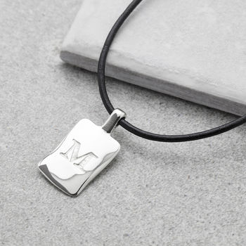 Men's Personalised Leather Initial Necklace, 5 of 9