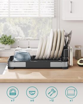 Compact Dish Drying Rack Steel Dish Drainer, 3 of 7