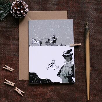 Victorian Christmas Card Horse Drawn Sleigh, 2 of 3