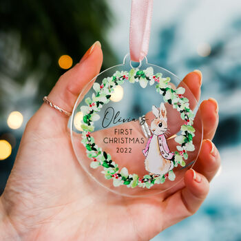 Babys First Christmas Personalised Acrylic Tree Bauble, 7 of 11