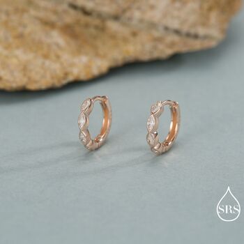 Marquise Cz Huggie Hoop In Sterling Silver, 6 of 11