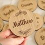 Personalised Floral Wooden Wedding Coasters Drink Mats, thumbnail 1 of 4