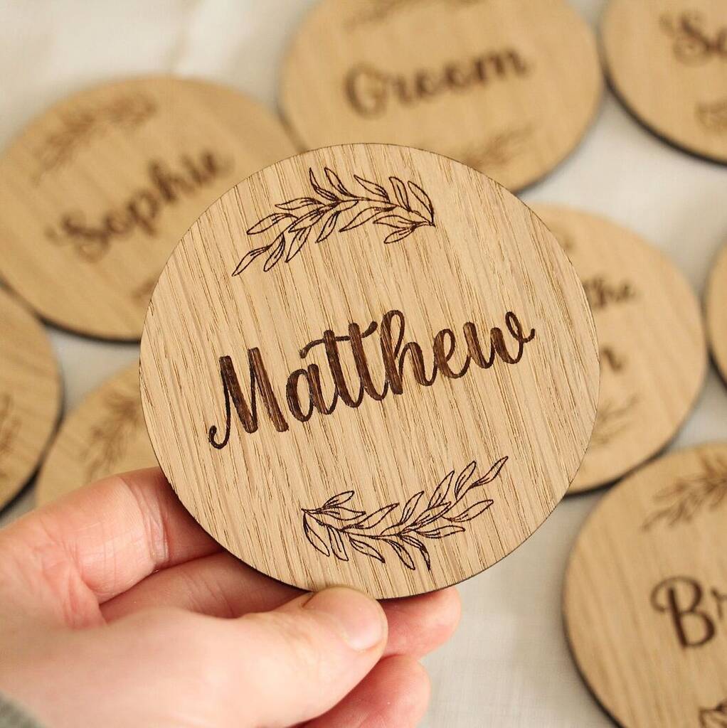 Personalised Floral Wooden Wedding Coasters Drink Mats, 1 of 4