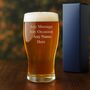Engraved Tulip Pint Beer Glass With Gift Box, thumbnail 1 of 2