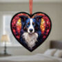 Border Collie Stained Glass Effect Heart Suncatcher, thumbnail 4 of 6