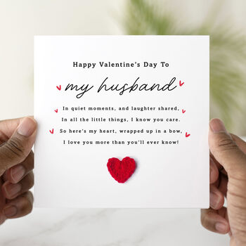 Personalised Crochet Heart Valentine's Day Card 'Quiet Moments', 6 of 8