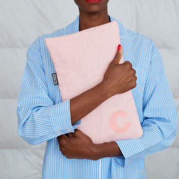 Personalised Pink Linen Hot Water Bottle, 2 of 7