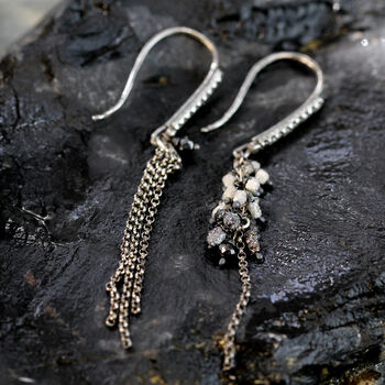 Long Diamond Mismatched Waterfall Earrings, 2 of 11