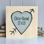 Love Heart With Names And A Date Printed On Wood, thumbnail 4 of 11