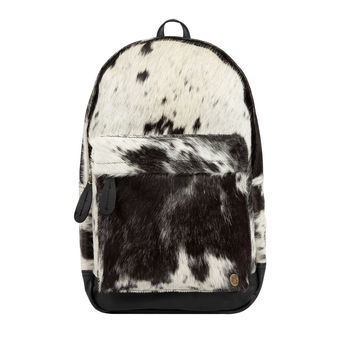 Natural Cowhide Leather Backpack In Black And White, 2 of 9