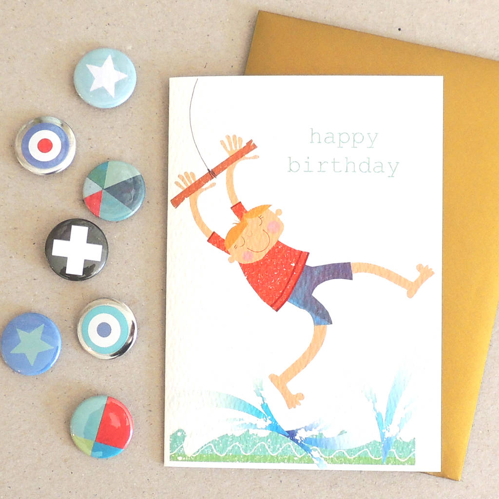 rope swing birthday card by kali stileman publishing