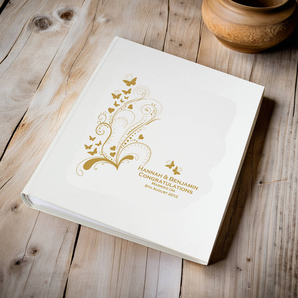 Personalised Gold Butterfly Swirl Traditional Photo Album, 1 of 3