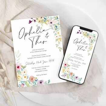 Botanical Digital Wedding Evite Or Printable Invitation, 3 of 6