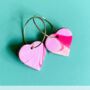 Handmade Leather Heart Hoop Earrings Marbled, thumbnail 1 of 8