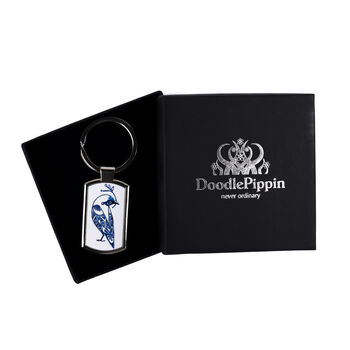 Blue And White Lovebird Millefiori Keyring, 3 of 9