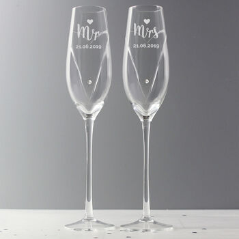 Wedding Toasting Glasses Mr And Mrs Crystal Flutes, 2 of 7
