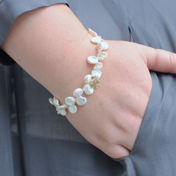 White Keshi Pearl Bracelet With Good Luck Charm, 3 of 12