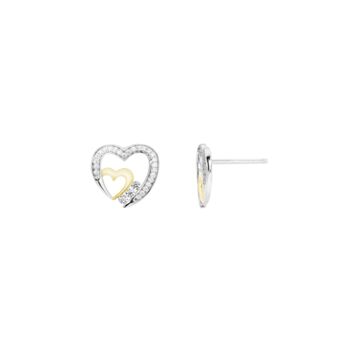 Emily And Ophelia Cubic Zirconia Double Heart Earrings, 2 of 3