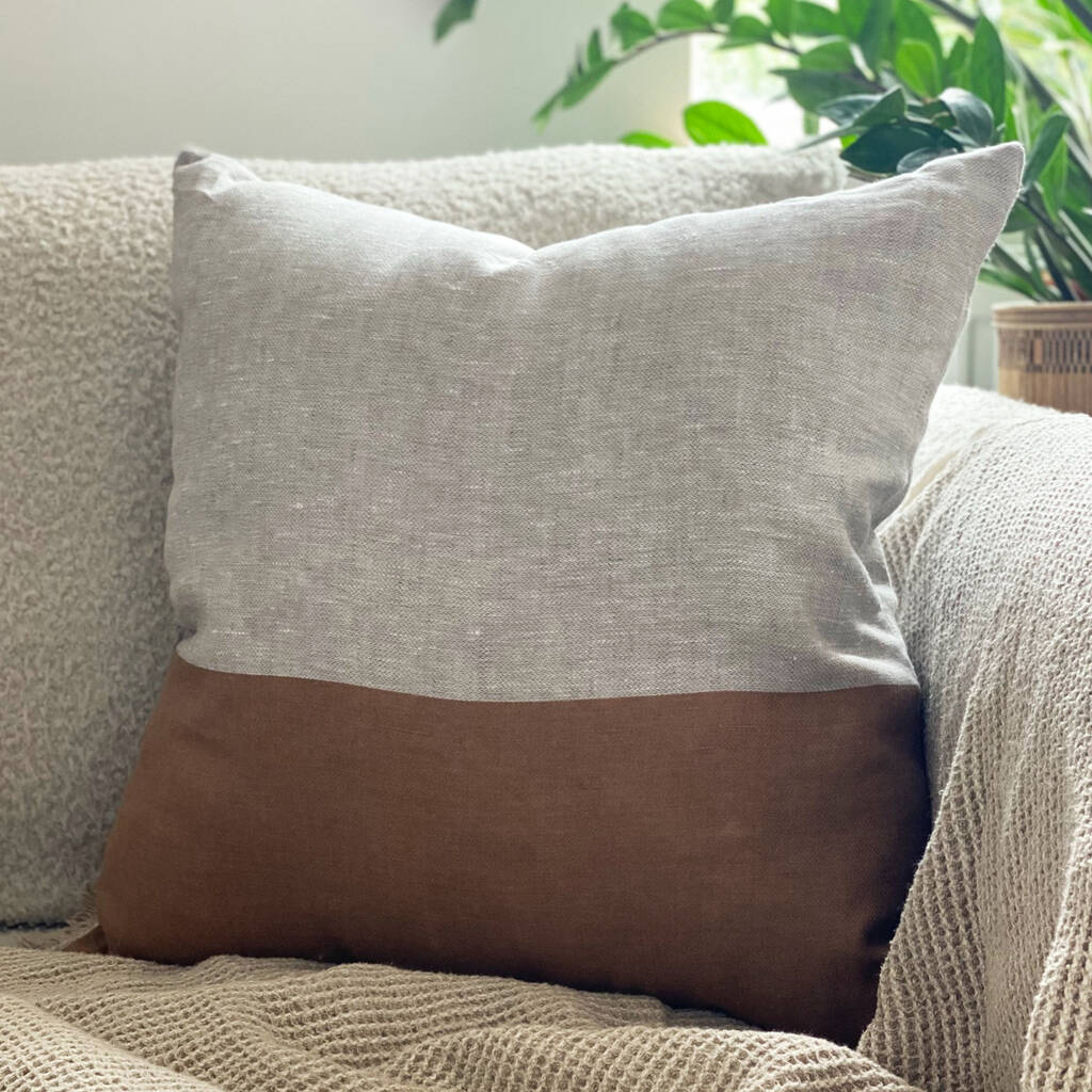 Cushion Cover Brown And Grey Abbey By Elley Home | notonthehighstreet.com