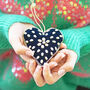 Navy Velvet Heart Christmas Bauble, thumbnail 1 of 2