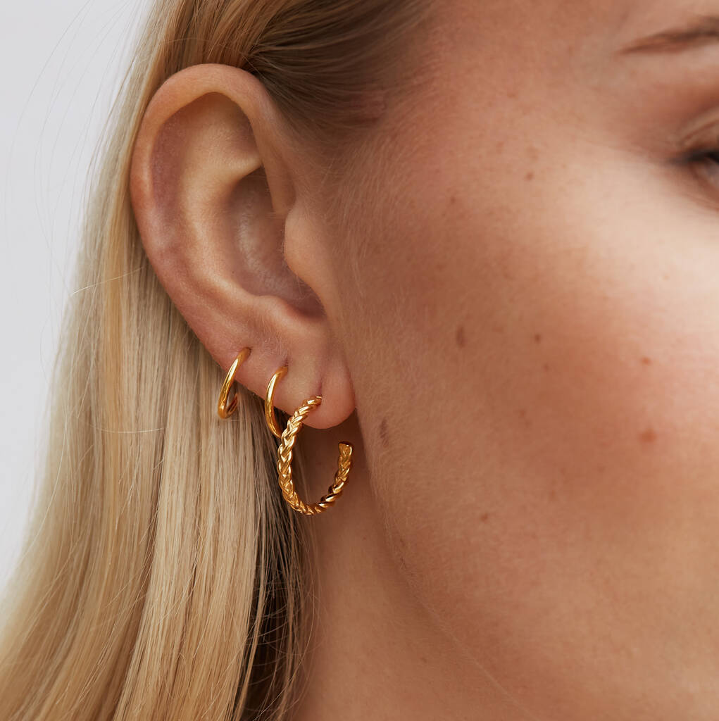 The Gold Ada Plaited Hoop Earrings, 1 of 4