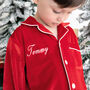 Boys Personalised Christmas Red Velvet Pyjamas, thumbnail 1 of 3