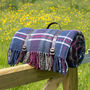 Navy Tartan Wool Picnic Blanket, thumbnail 2 of 2