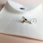 Sterling Silver Bumblebee And Daisy Stud Earrings, thumbnail 7 of 8