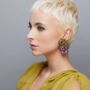 The Pat Gold And Pink Glitter Statement Earrings, thumbnail 2 of 3