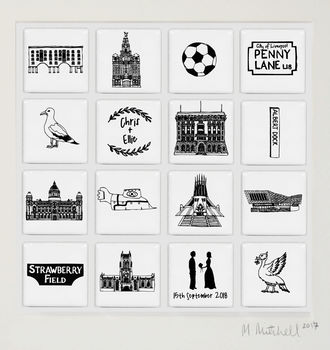 Liverpool Personalised Illustrated Wall Art Large, 7 of 8