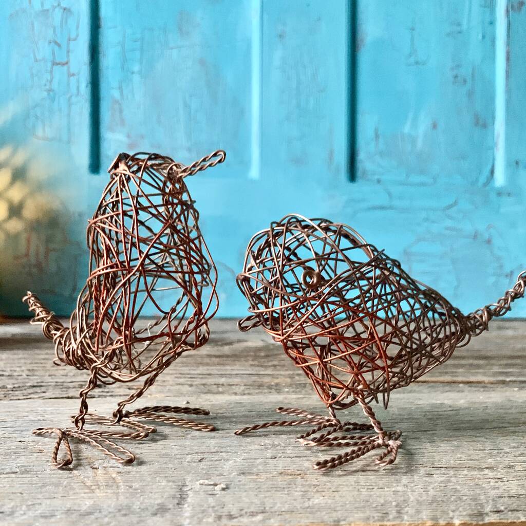 Set Of Two Copper Wire Robins Ltzaf061, 1 of 11