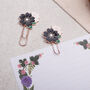 Black Flower Paper Clip, Metal Paperclip, Bookmark Or Office Stationery, thumbnail 1 of 3