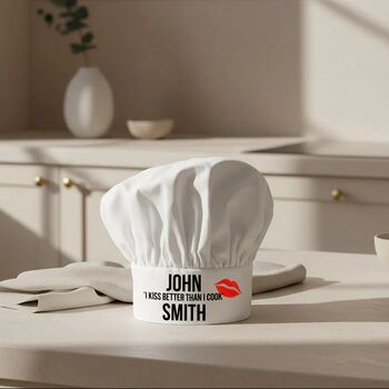 Personalised I Kiss Better Than I Cook Chef Hat, 2 of 3